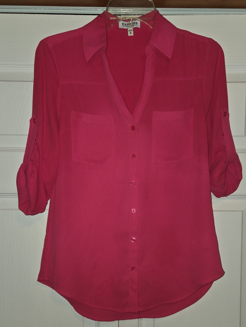 Express Women's Bright Fuchsia Button-Down Shirt